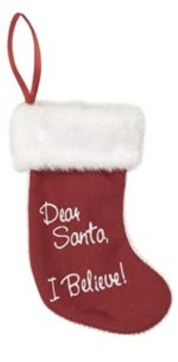 Transpac Mini "Dear Santa, I Believe!" Christmas Stocking Ornament