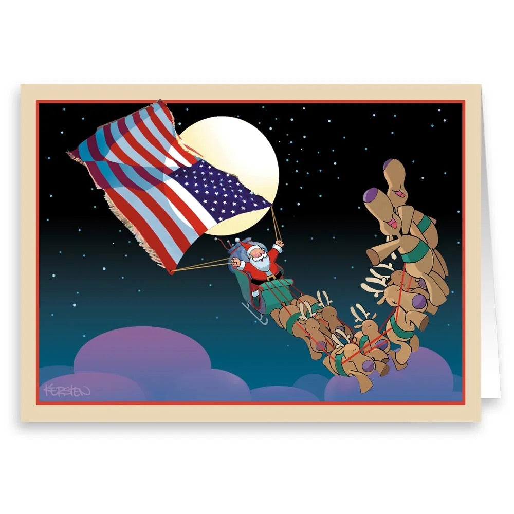 Patriotic Santa Christmas Card