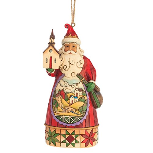 Jim Shore Heartwood Creek Church Scene Santa Stone Resin Hanging Ornament, 4.875”