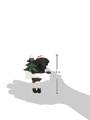 Black Labrador Ornament Resin with Unique "Dangling Legs" Hand Painted and Easily Personalized Christmas Ornament