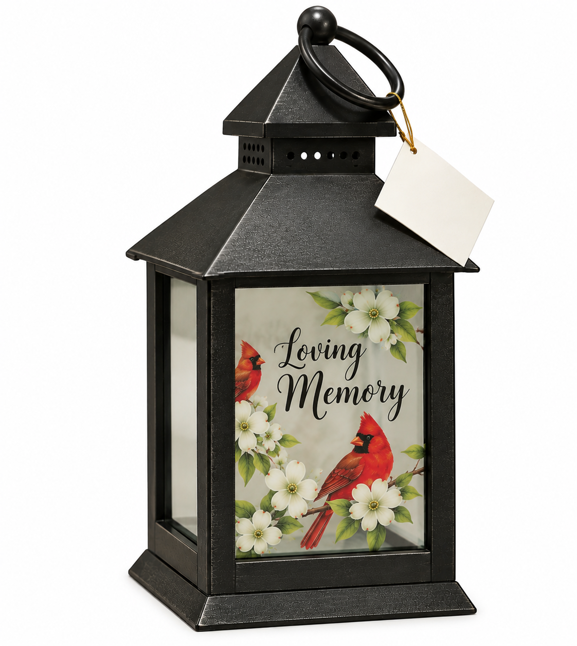 Carson "In Loving Memory" Cardinal LED Lantern - Tabletop & Hanging Decor