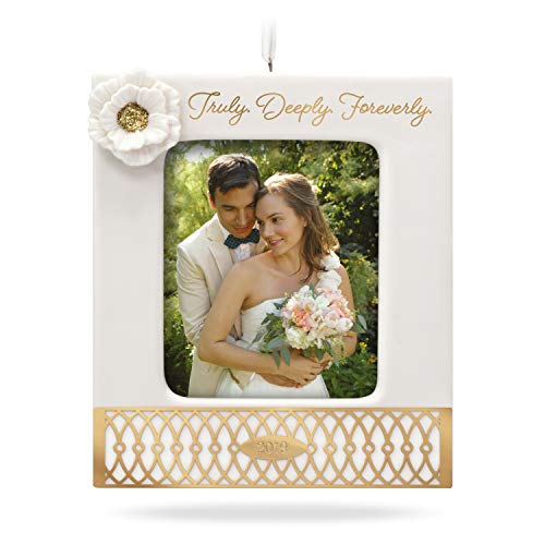 Hallmark Keepsake Christmas 2019 Wedding Ornament, Year Dated Truly. Deeply. Forever. Porcelain and Metal Photo Frame,