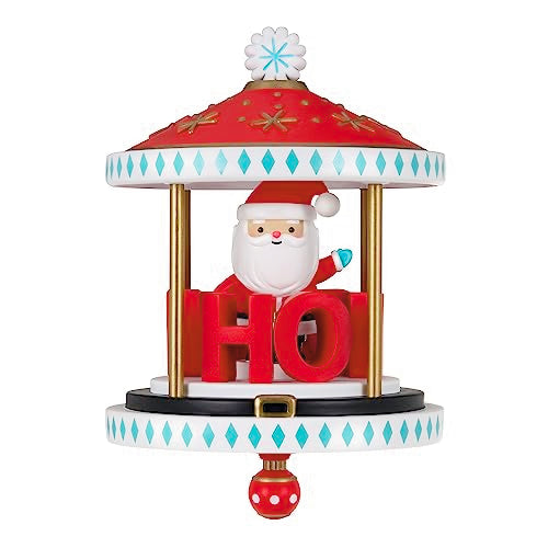 Hallmark Keepsake Christmas Ornament with Motion 2023, Santa-Go-Round, Ho Ho Ho Carousel