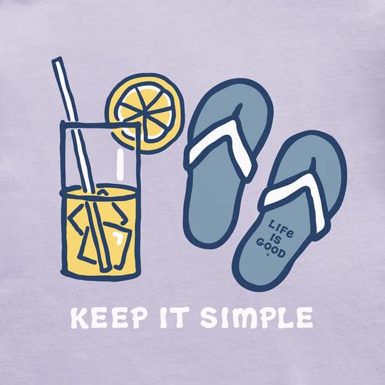 SM Life is Good Women's "Keep It Simple" Lemonade & Flip Flops Crusher Crewneck T-Shirt