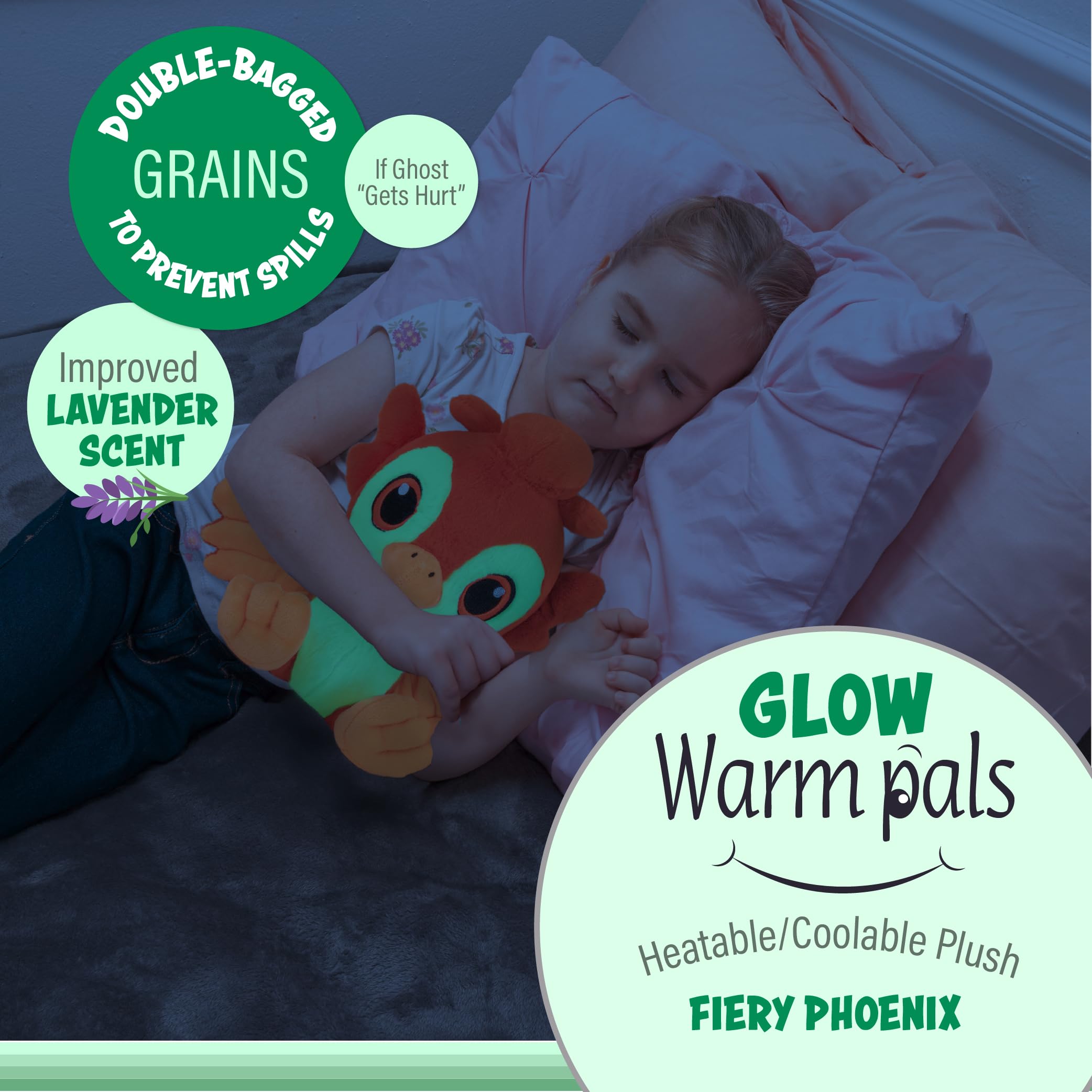 Glow Warm Pals Fiery Phoenix Orange Microwavable Glow in the Dark Plush NWT