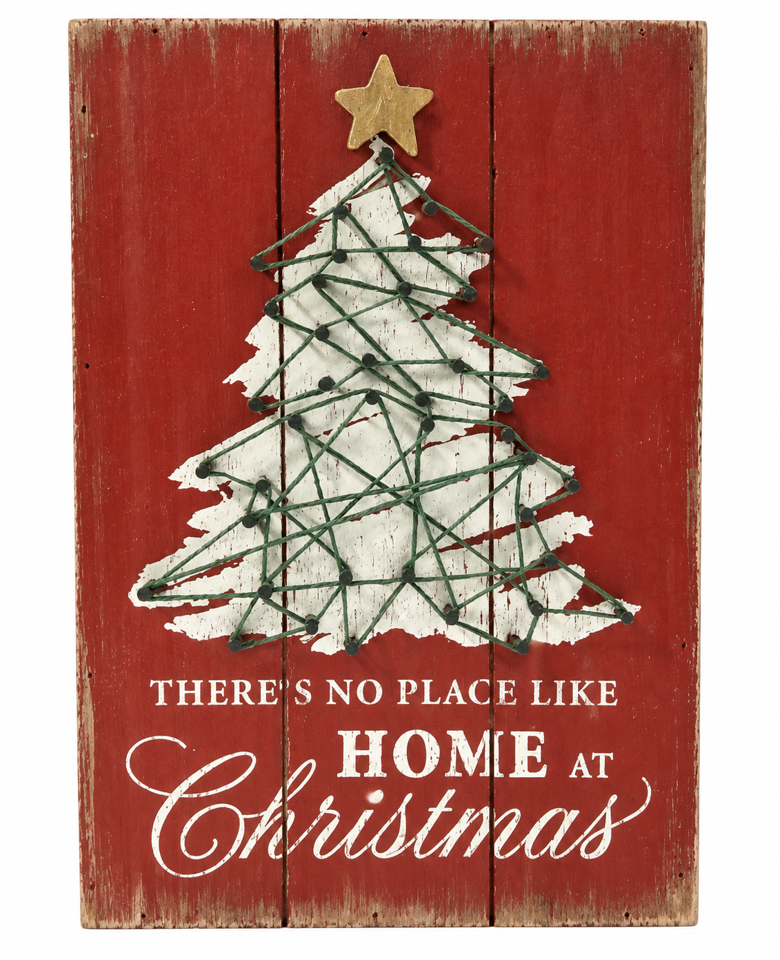 Hallmark "There's No Place Like Home at Christmas" String Art Christmas Tree Wooden Sign