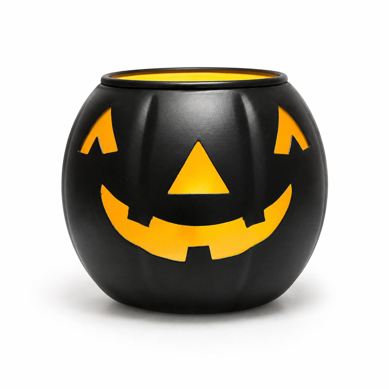 Hallmark Black Metal Pumpkin Jack-O'-Lantern Candle Holder Luminary Decor