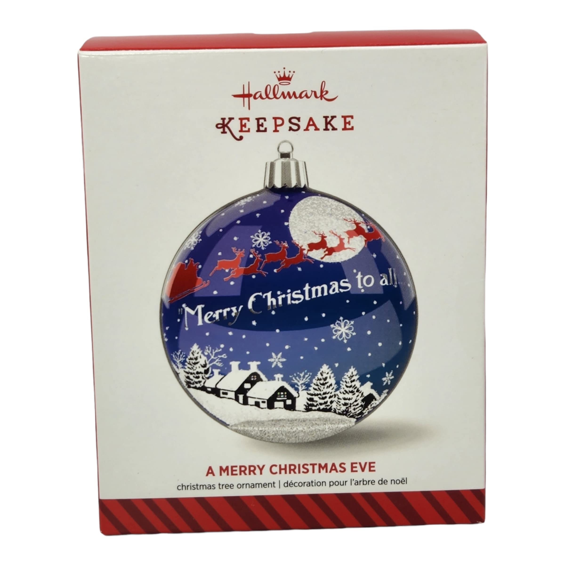 Hallmark Keepsake Ornament "A MERRY CHRISTMAS EVE" Glass Ball 2014