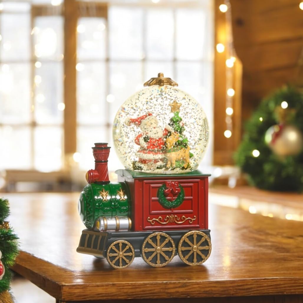 RAZ Imports Lighted Santa Train Water Globe Snow Globe