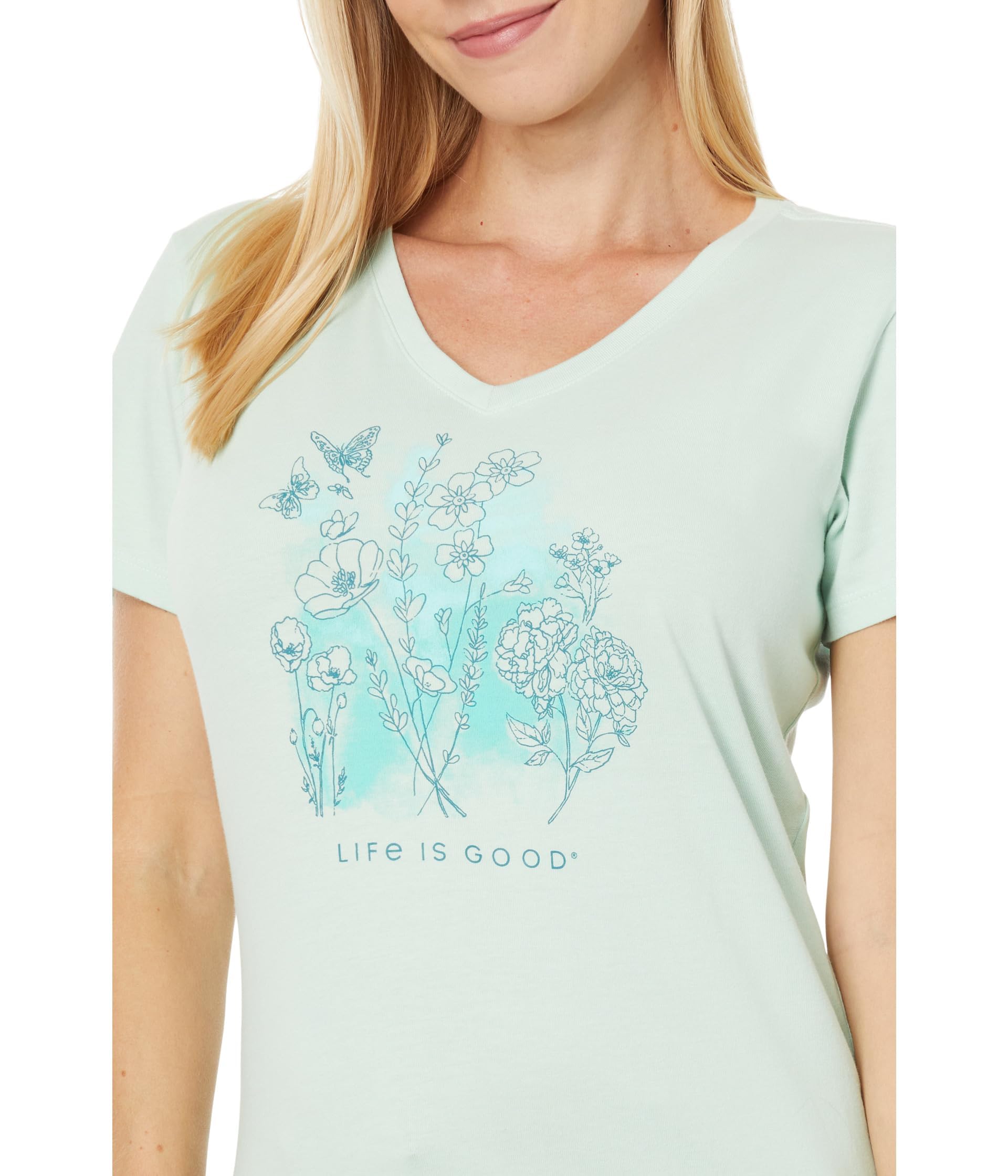 M Life is Good Pen and Ink Flowers Short Sleeve Crusher™ T-Shirt