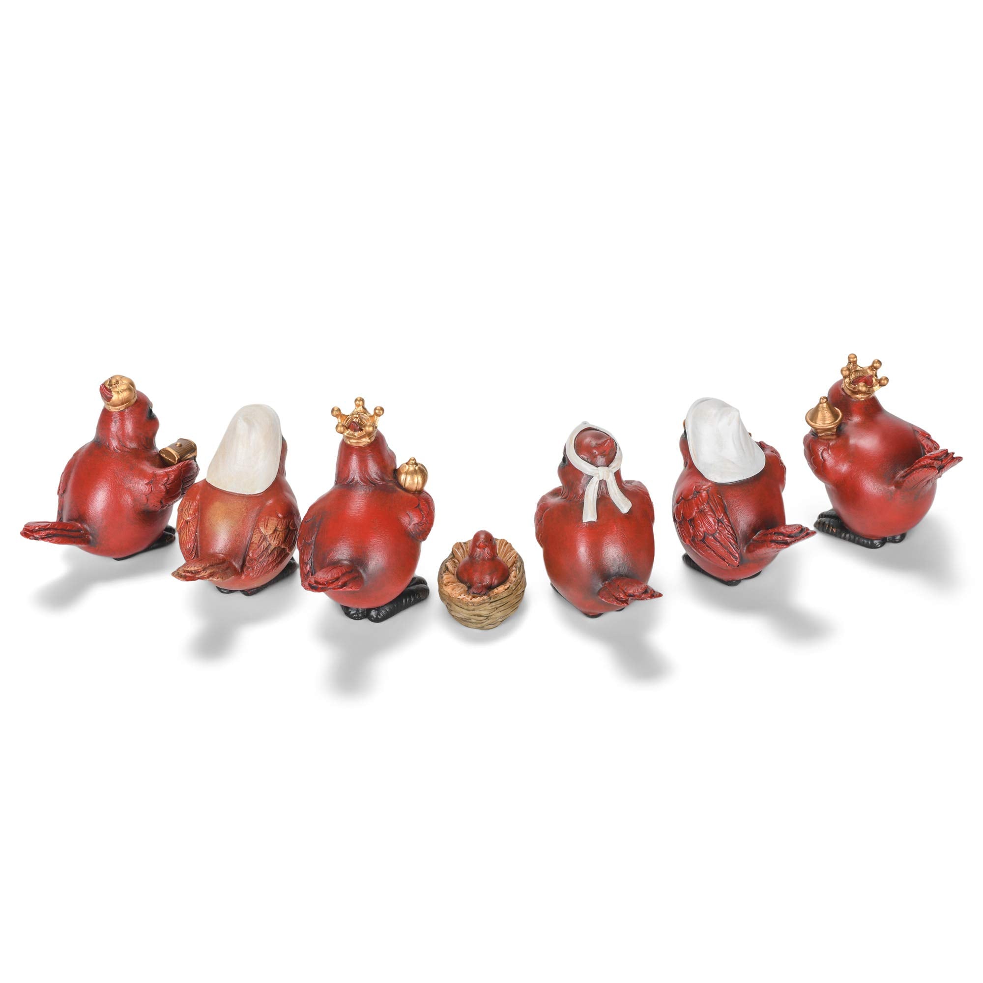 Roman 133828 Cardinal Nativity, Set of 7, 3-inch Height, Red, Resin