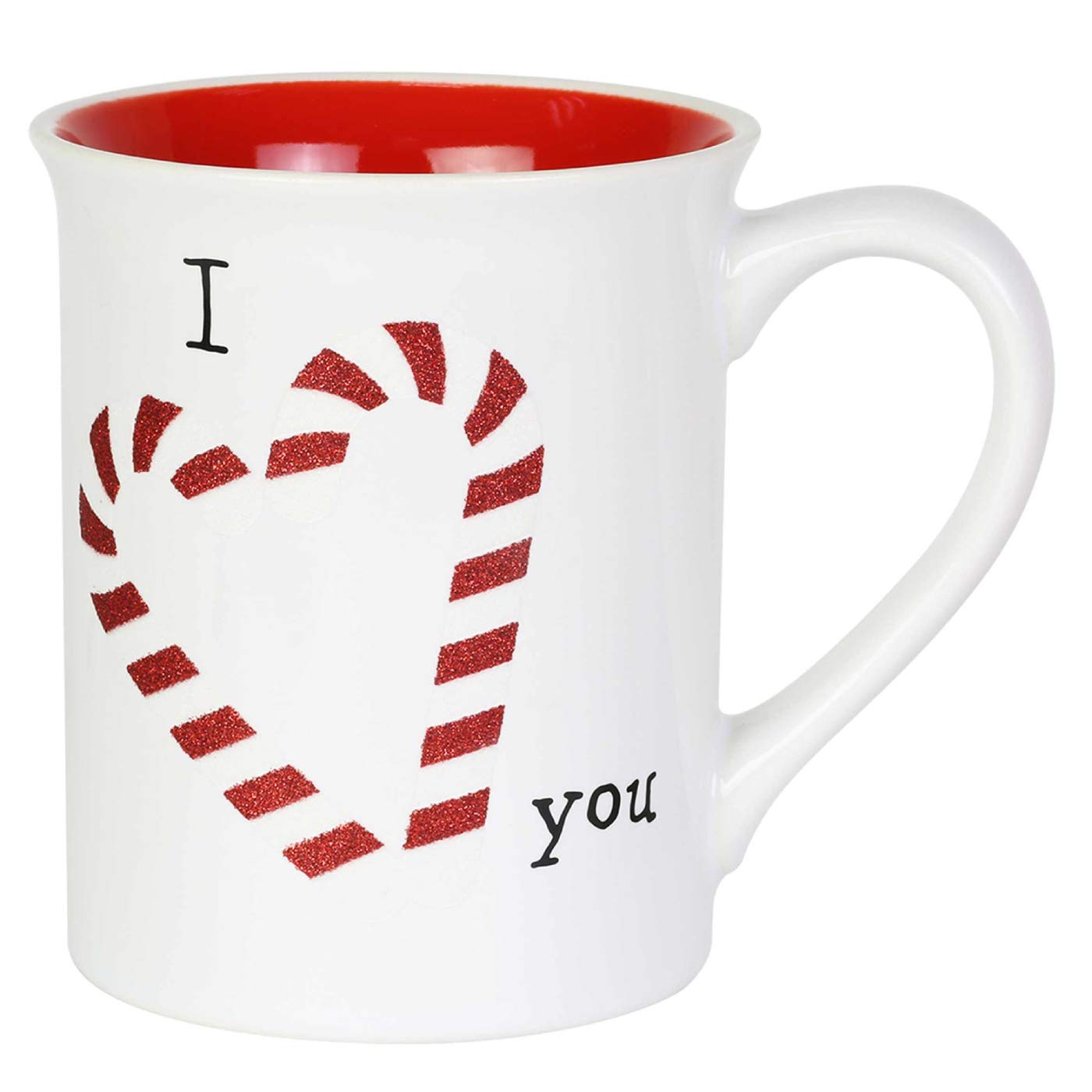 Enesco Our Name is Mud Glitter I Love You Candy Canes Coffee Mug, 16 Ounce