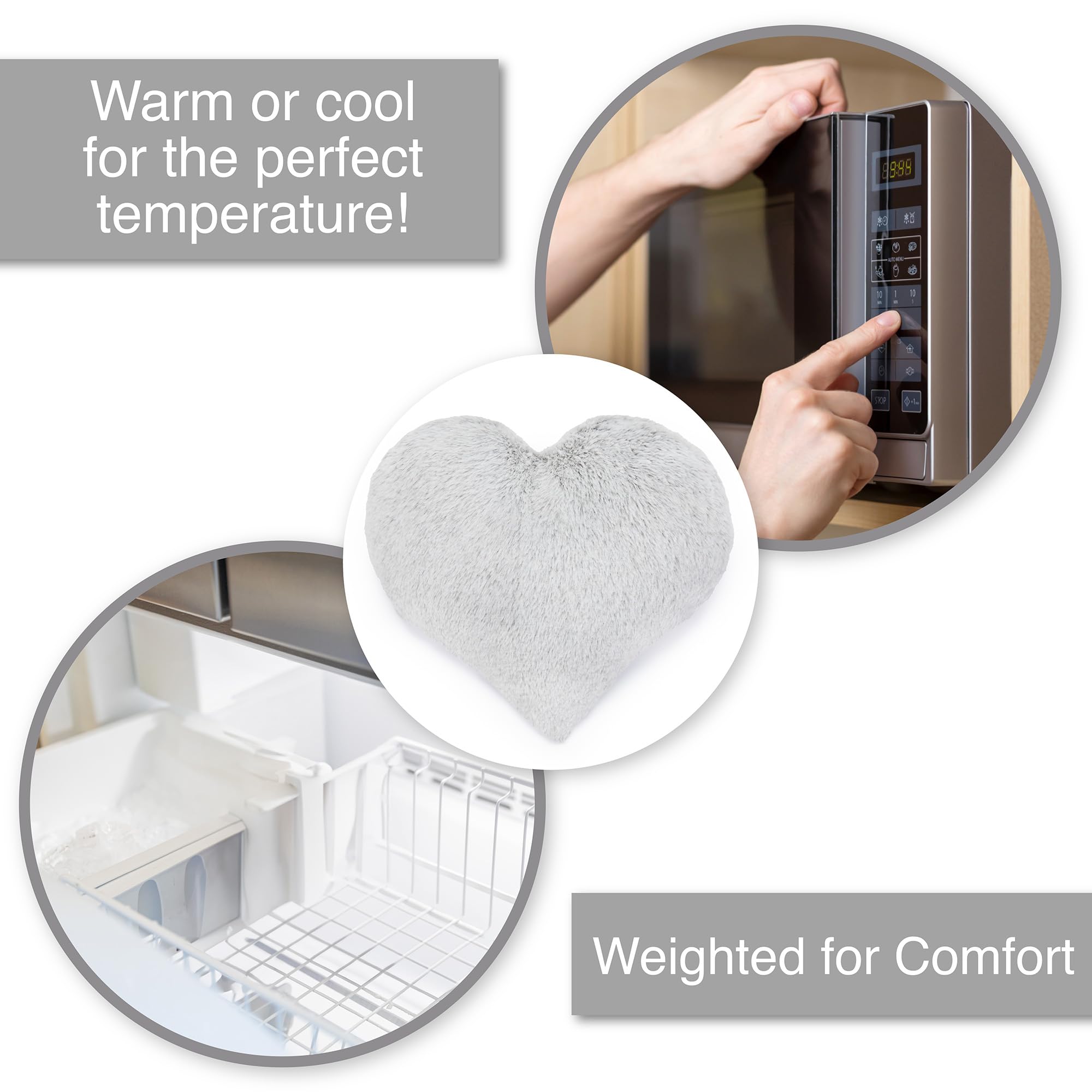 Warm Pals Gray Heart Plush Microwavable Weighted Lavender Scented Pillow NWT