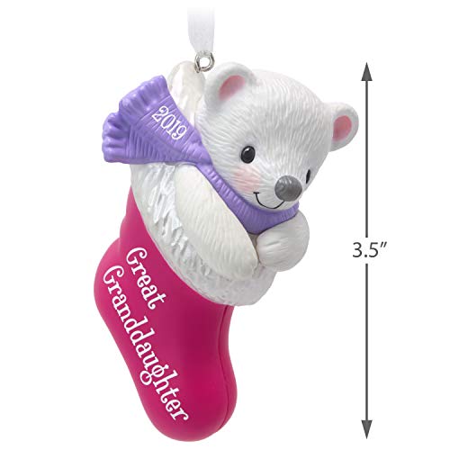 Hallmark Keepsake Ornament 2019 Year Dated, Granddaughter Bear in Christmas Stocking