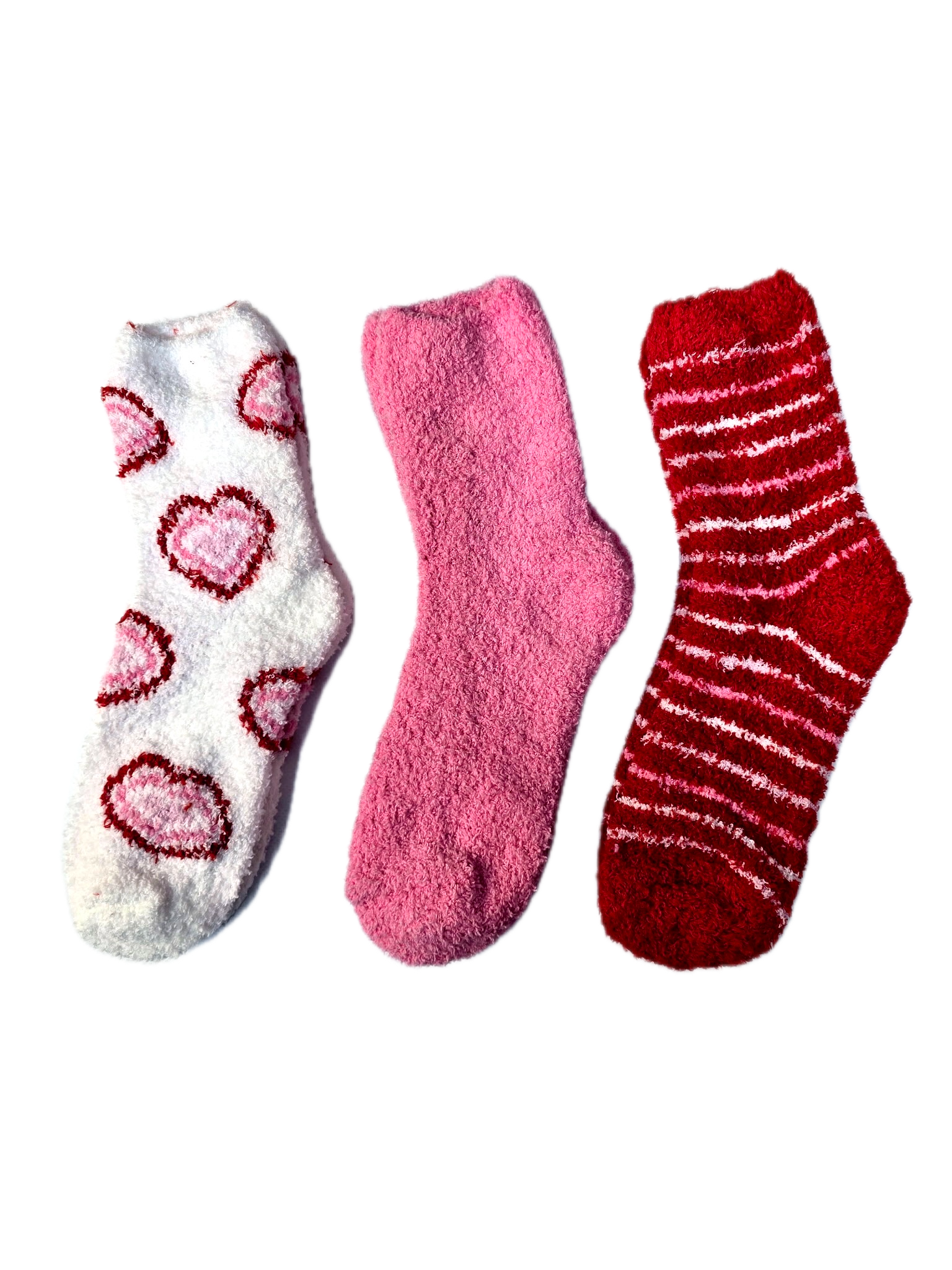 Hearts Red Pink and White Sock Set - 3 Pairs