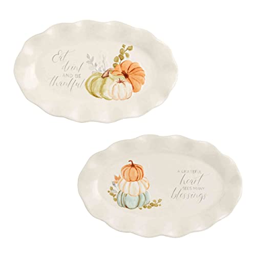 Mud Pie Sentiment Plate, Thankful, 8" x 5"