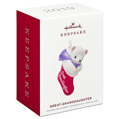 Hallmark Keepsake Ornament 2019 Year Dated, Granddaughter Bear in Christmas Stocking
