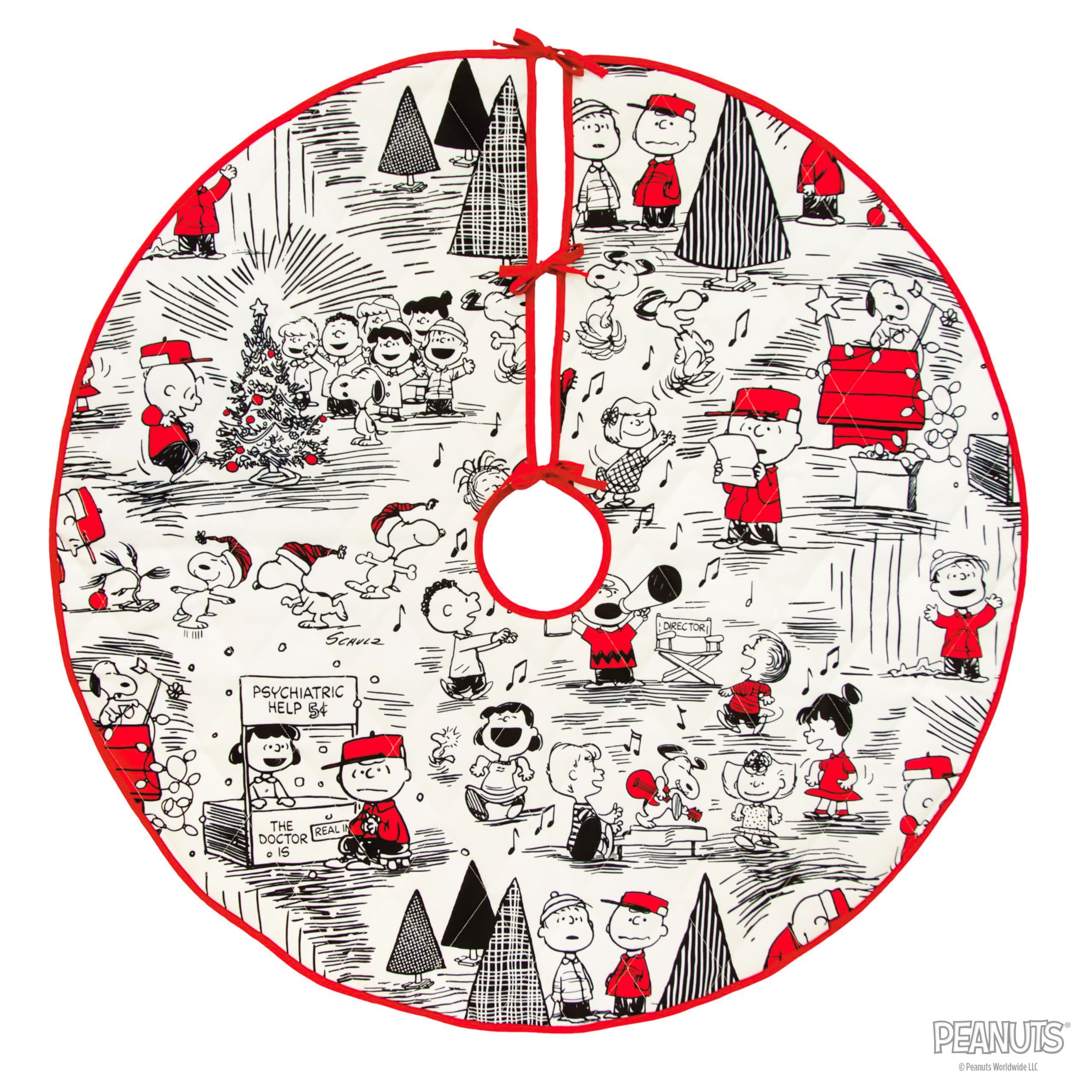 Hallmark Peanuts Gang Fabric Christmas Tree Skirt, 40"