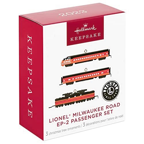 Hallmark Keepsake Miniature Christmas Ornaments 2023, Lionel Milwaukee Road EP-2 Passenger, Mini Set of 3, Train Gifts