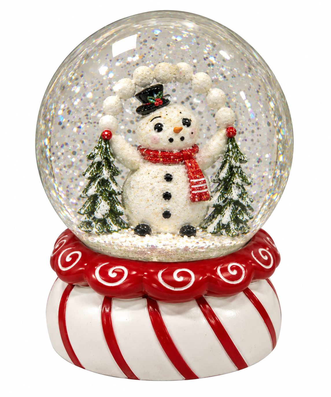Snowman Glass Christmas White Base Transpac Water Globe