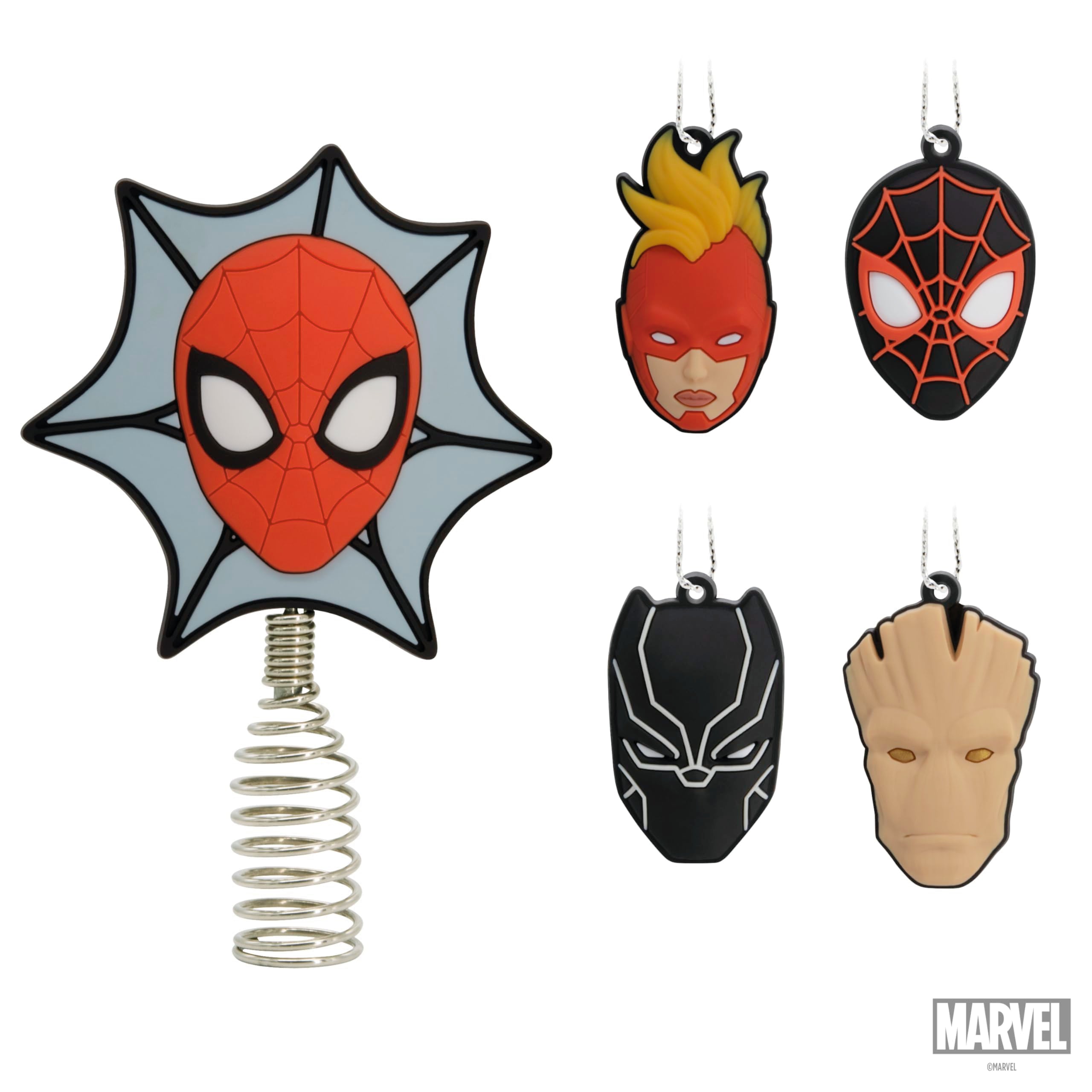 Hallmark Marvel Super Heroes Mini Christmas Tree Topper and Ornaments, Set of 5