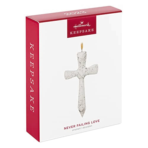 Hallmark Keepsake Christmas Ornament 2023, Porcelain Cross, God's Love Never Fails, Religious Gifts