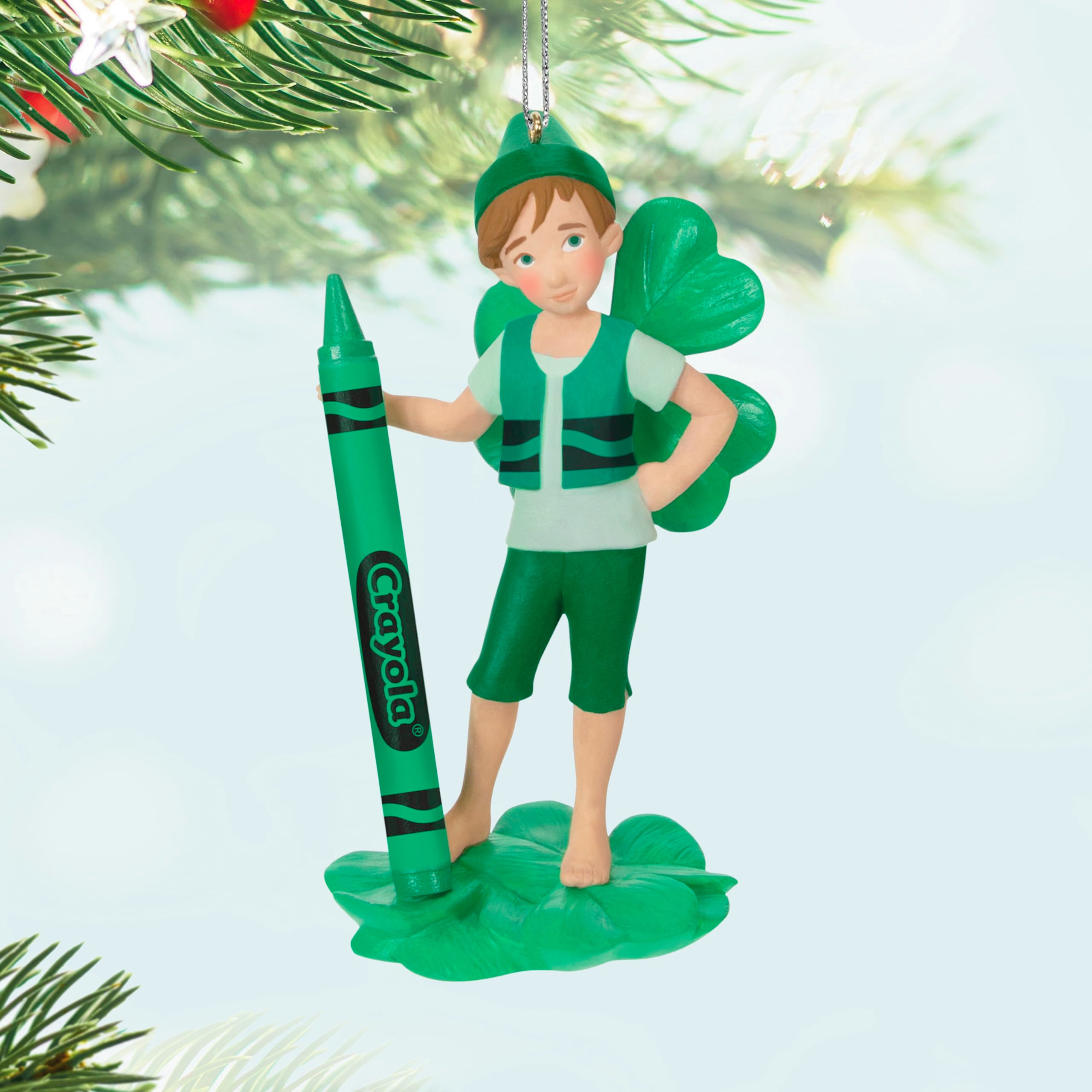 Hallmark Keepsake Christmas Ornament 2024, Crayola Shamrock Fairy, Gifts for Kids