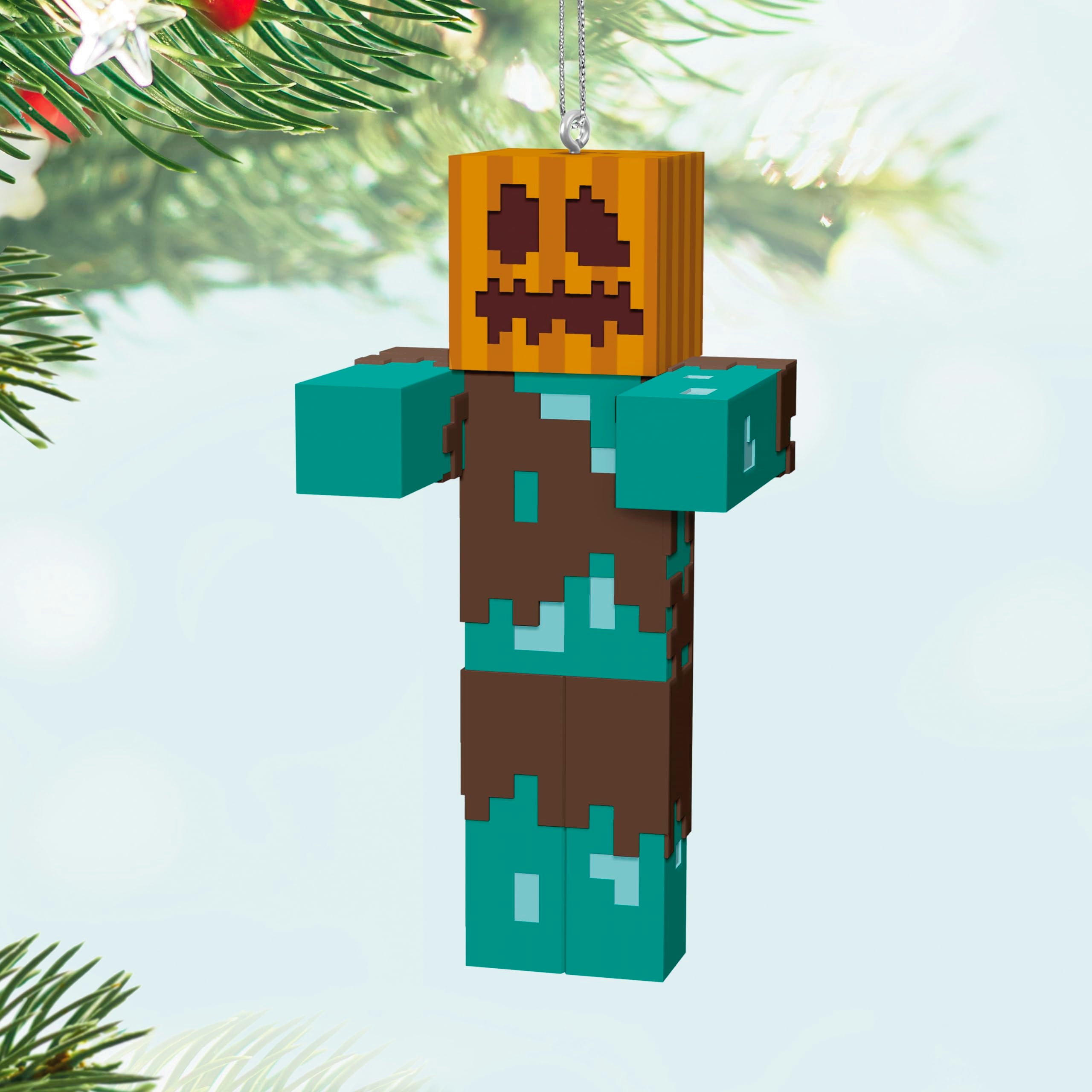 Hallmark Keepsake Halloween Ornament 2024, Minecraft Drowned with Carved Pumpkin, Gifts for Gamers