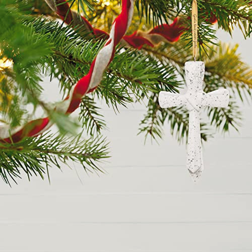 Hallmark Keepsake Christmas Ornament 2023, Porcelain Cross, God's Love Never Fails, Religious Gifts