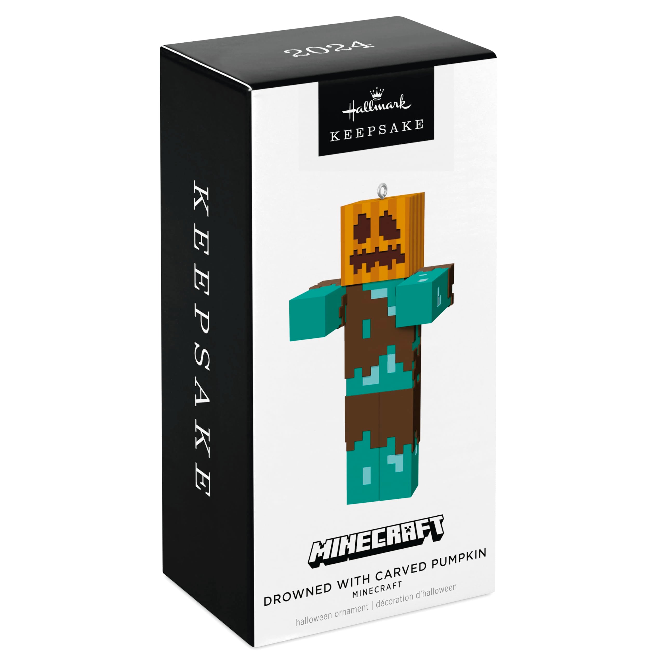 Hallmark Keepsake Halloween Ornament 2024, Minecraft Drowned with Carved Pumpkin, Gifts for Gamers