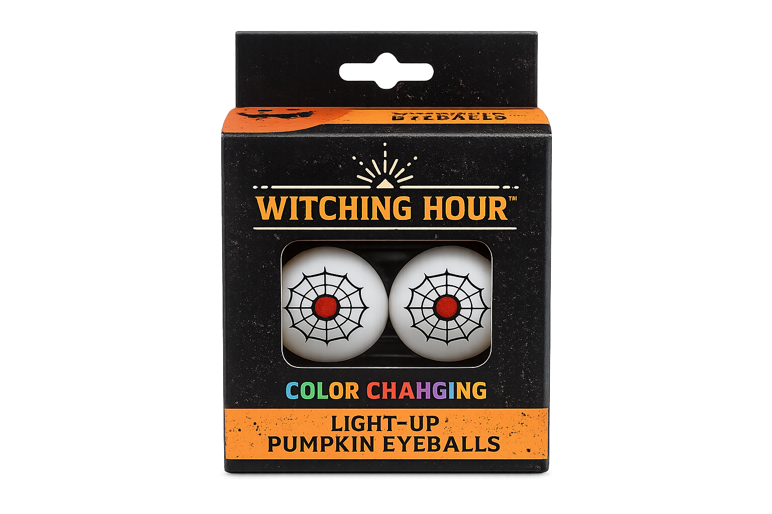 Red Web Halloween Witching Hour Light-Up Pumpkin Eyeballs