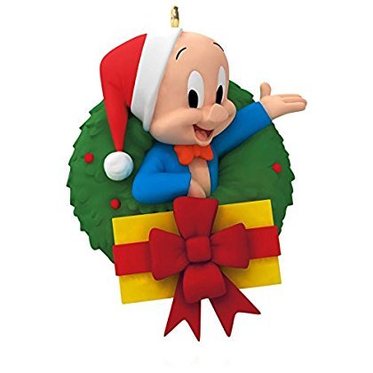 Hallmark Looney Tunes - Merry Christmas, Folks! Porky Pig Wreath Ornament 2015
