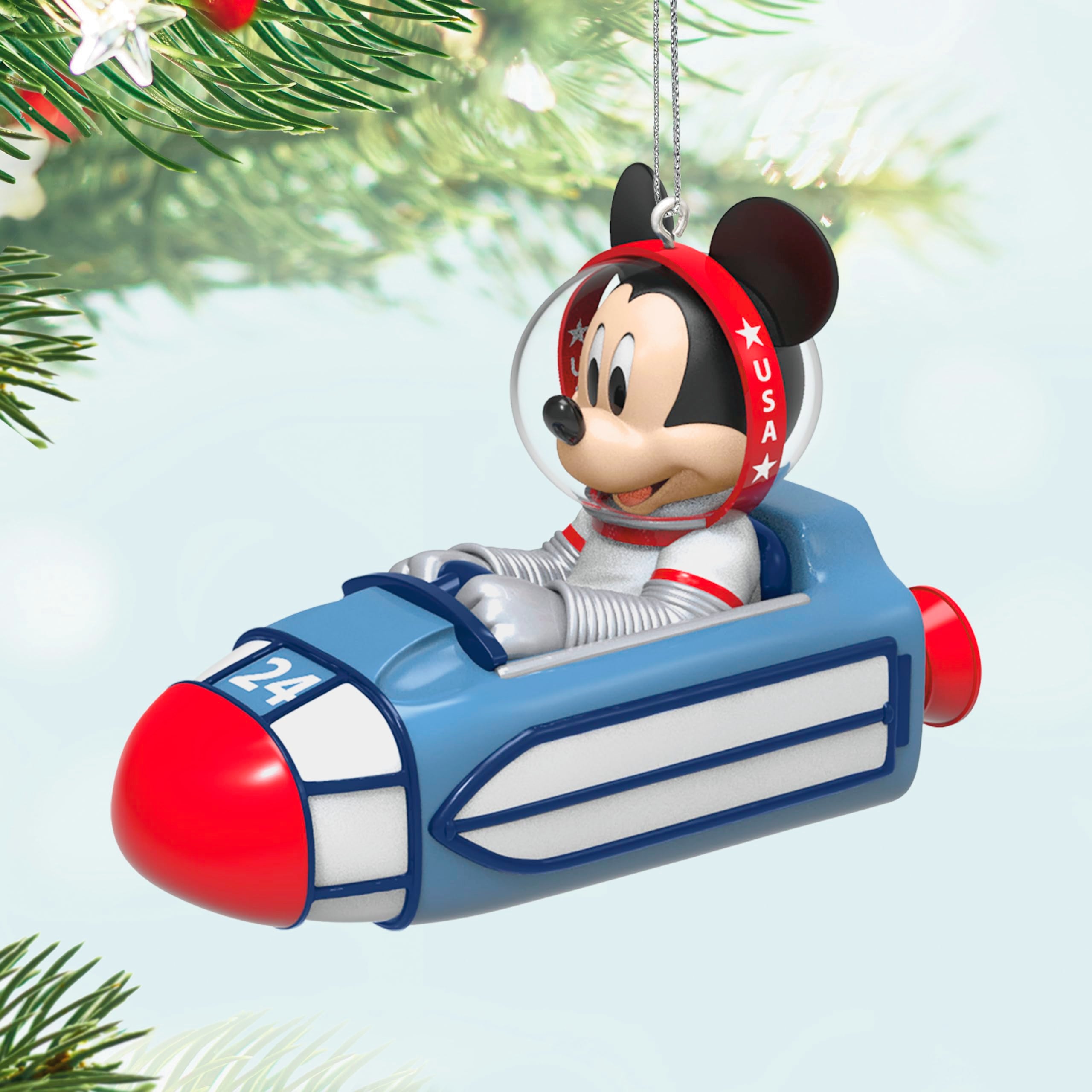 Hallmark Keepsake Mickey Mouse Christmas Ornament 2024, Disney Space Mountain Clear for Launch, Gifts for Disney Fans