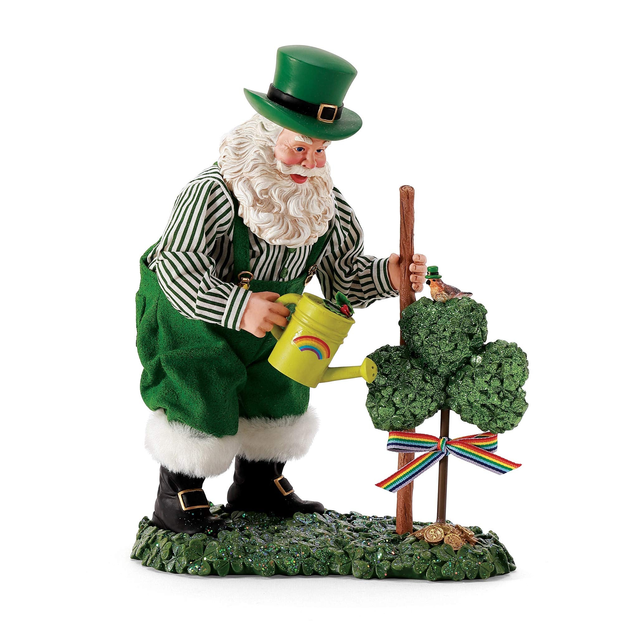 Department 56 Sports and Leisure Santa Green Thumb Shamrock Irish Figurine, 11 Inch