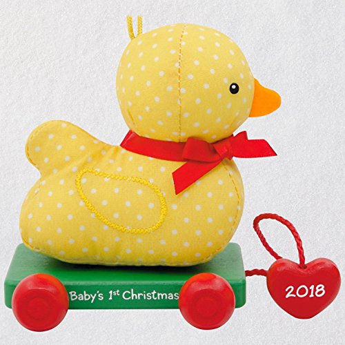 Hallmark Keepsake Christmas Ornament 2018 Year Dated, Baby's First Christmas, Fabric and Wood