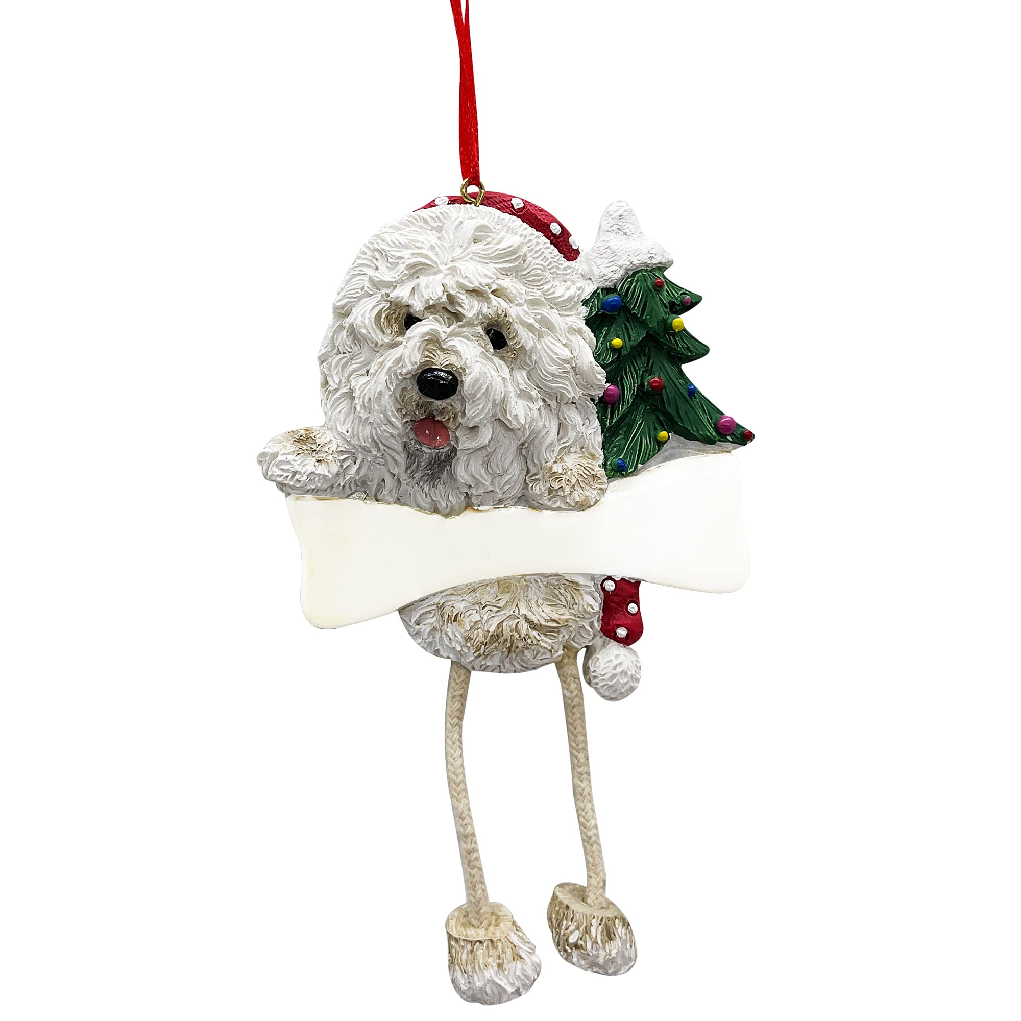 Old English Sheepdog Ornament with Unique "Dangling Legs" Hand Painted and Easily Personalized Christmas Ornament