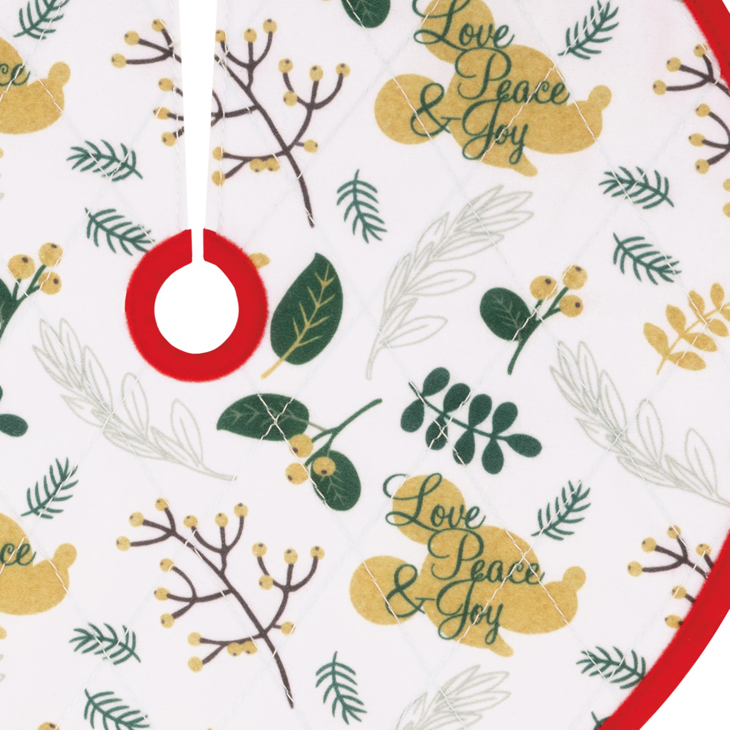 Hallmark Keepsake Disney Mickey Mouse "Love Peace & Joy" Miniature Tree Skirt, 12"