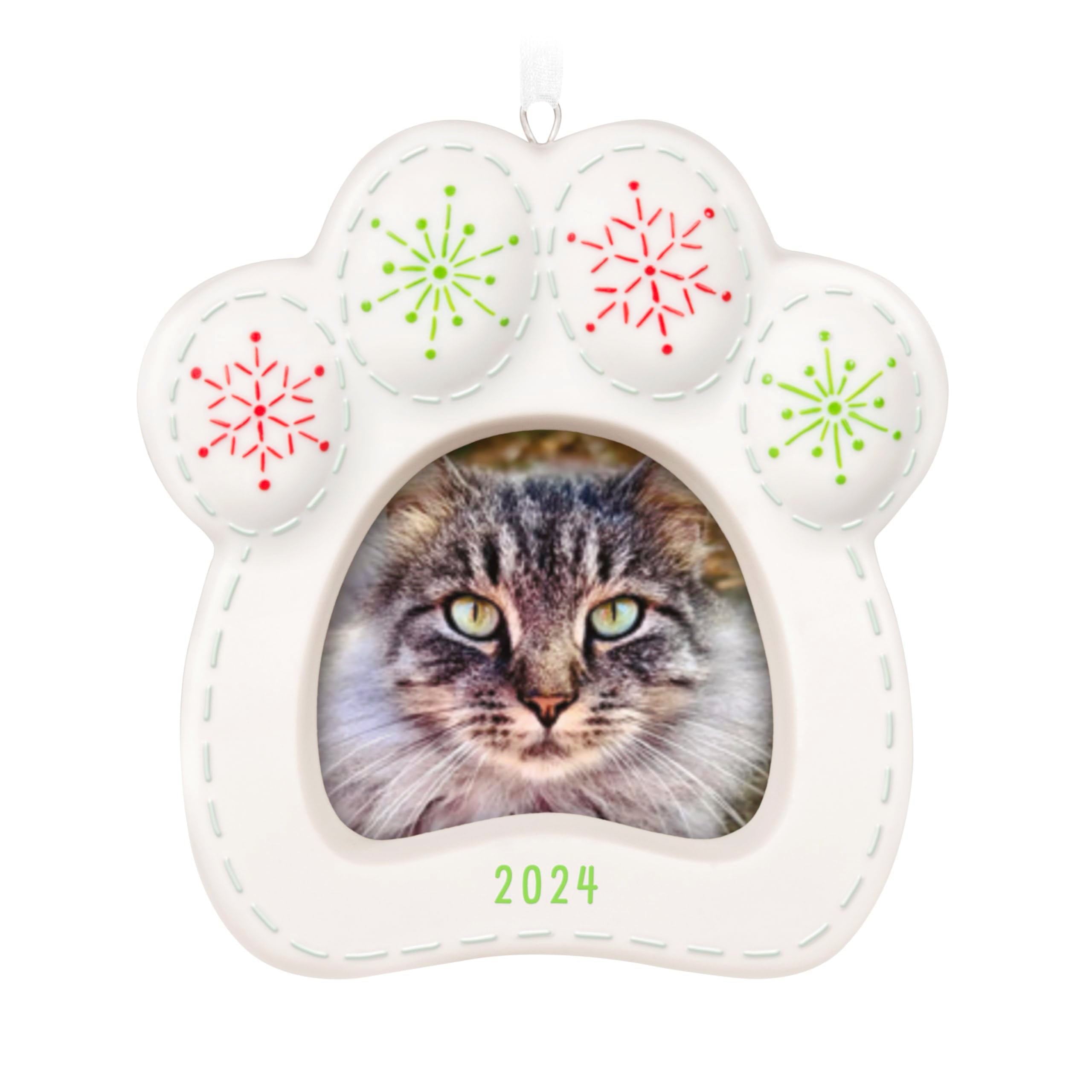 Hallmark Keepsake Christmas Ornament 2024, Pretty Kitty 2024 Photo Frame, Porcelain, Pet Gifts