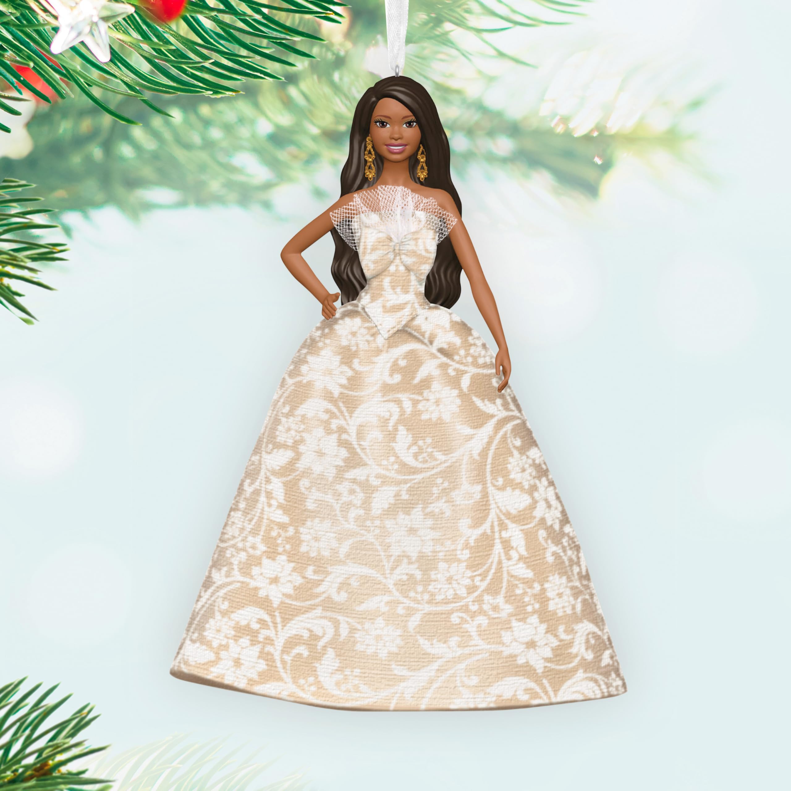 Holiday Barbie Ornament, Inspired by the 2025 Holiday Barbie Doll, 2025 Hallmark Keepsake Christmas Ornament
