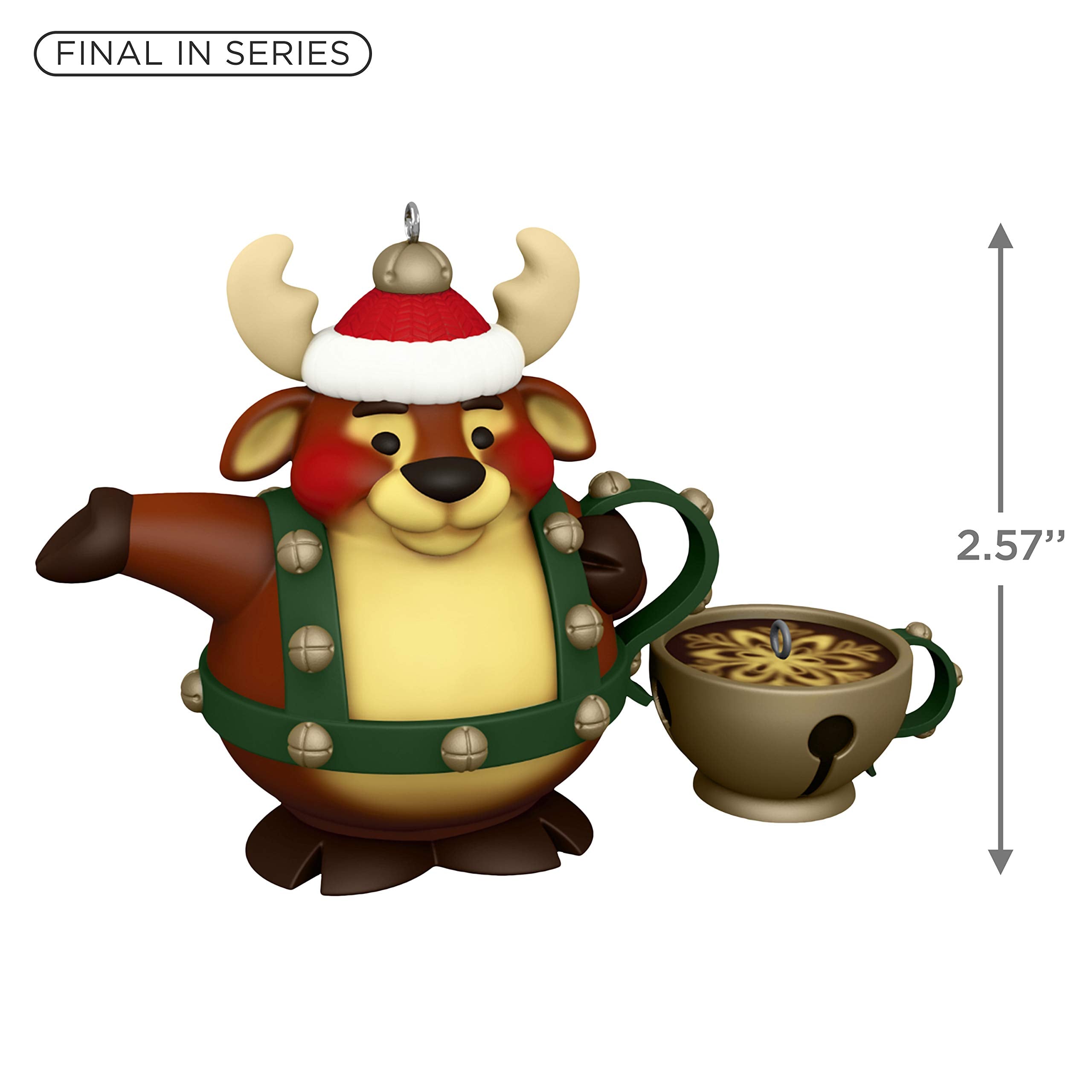 Hallmark Keepsake Christmas Ornaments 2020, Tea Time! Reindeer Teapot and Jingle Bell Teacup, Porcelain, Set of 2 (1999QXR9211)