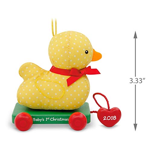 Hallmark Keepsake Christmas Ornament 2018 Year Dated, Baby's First Christmas, Fabric and Wood