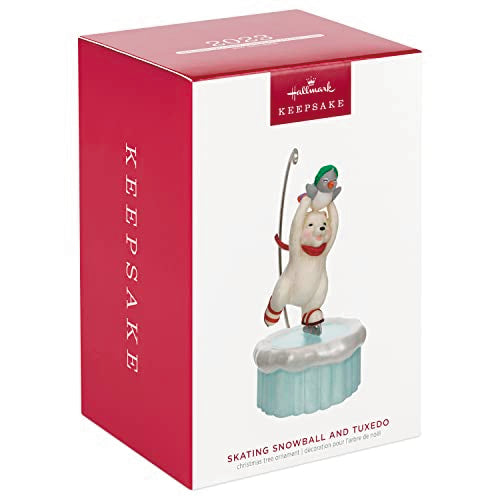 Hallmark Keepsake Christmas Ornament 2023, Skating Snowball and Tuxedo Ornament with Motion, Snowman Gifts