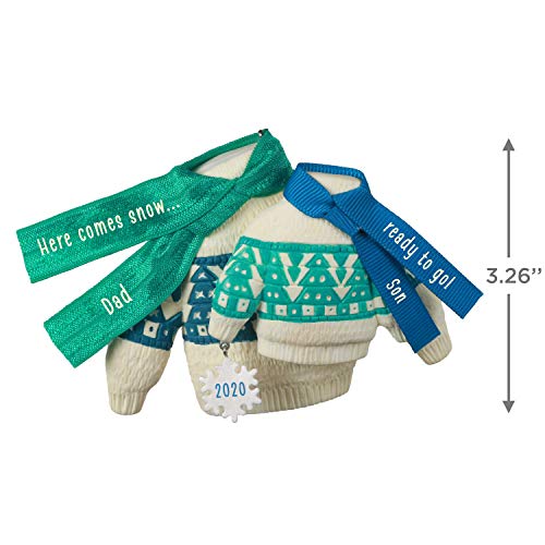 Hallmark Keepsake Christmas Ornament 2020 Year-Dated, Bring On The Snow Dad and Son Matching Sweaters