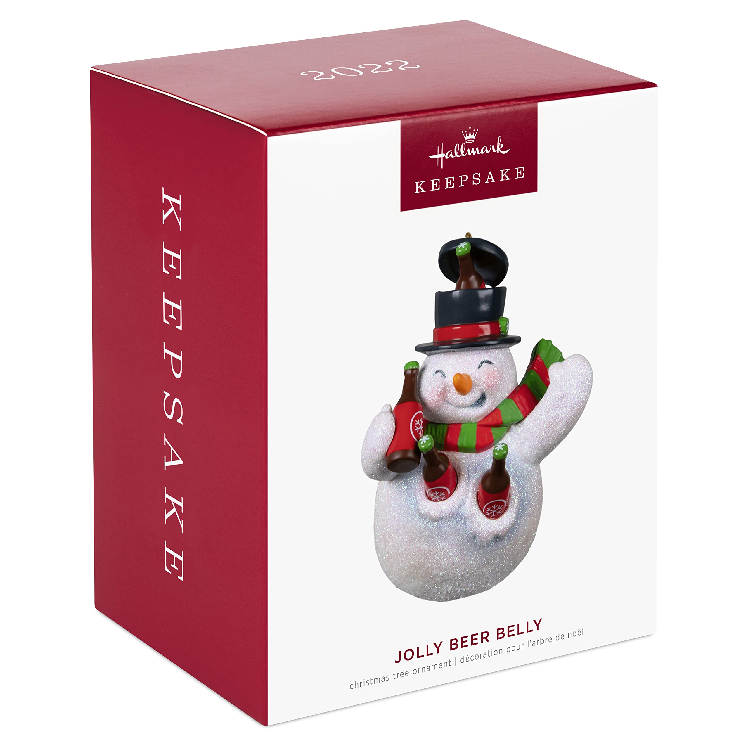 Hallmark Keepsake Plastic Christmas Ornament 2022, Jolly Beer Belly Snowman