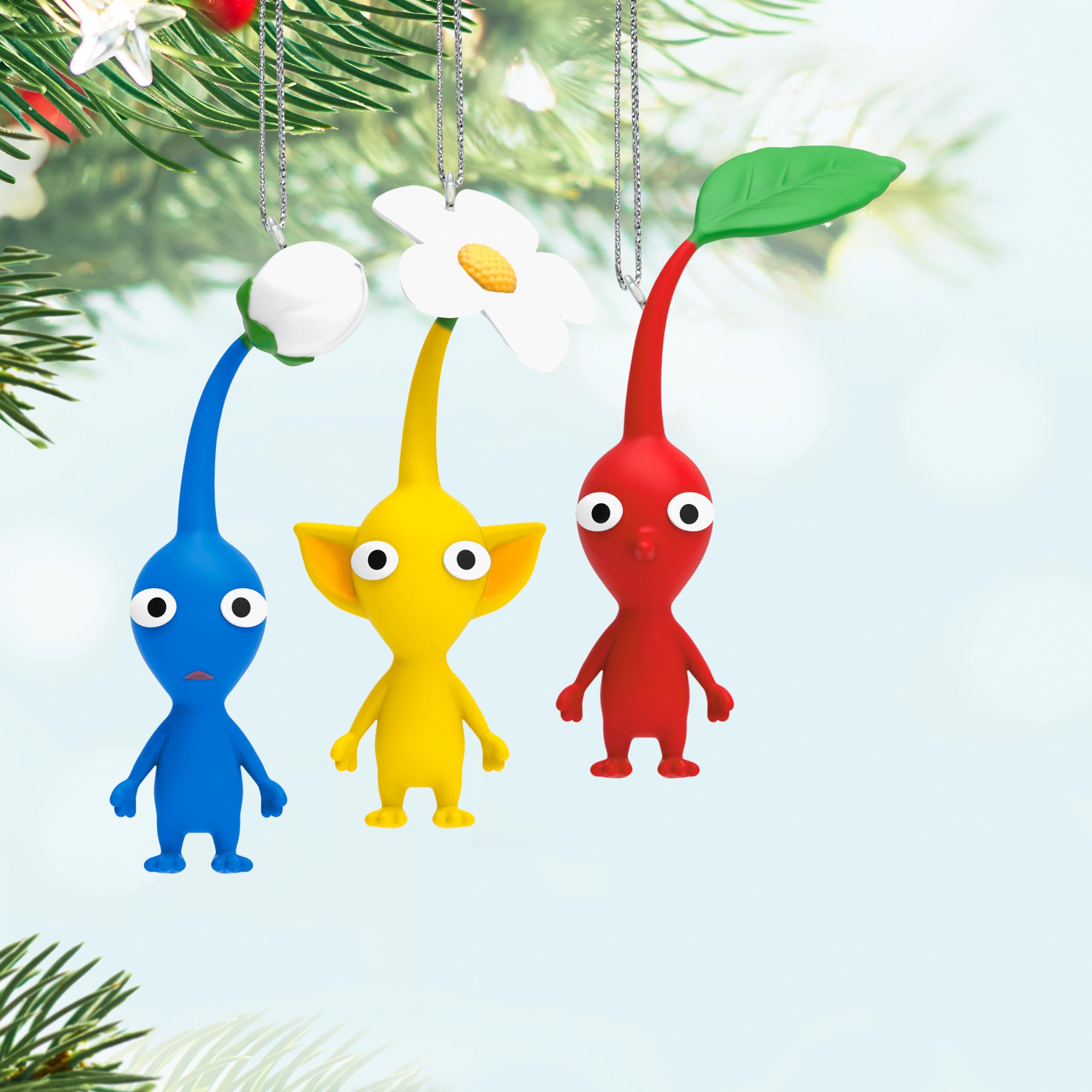 Hallmark Keepsake Christmas Ornaments 2024, Nintendo Pikmin Red, Yellow, and Blue Pikmin, Set of 3, Gifts for Gamers