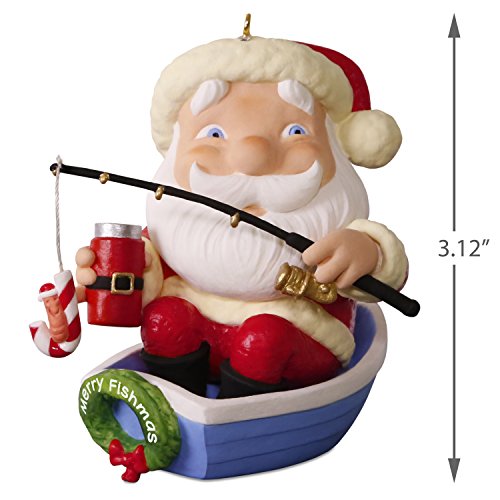 Hallmark 1595QGO1772 Fishing Santa Fishing Keepsake Christmas Ornaments