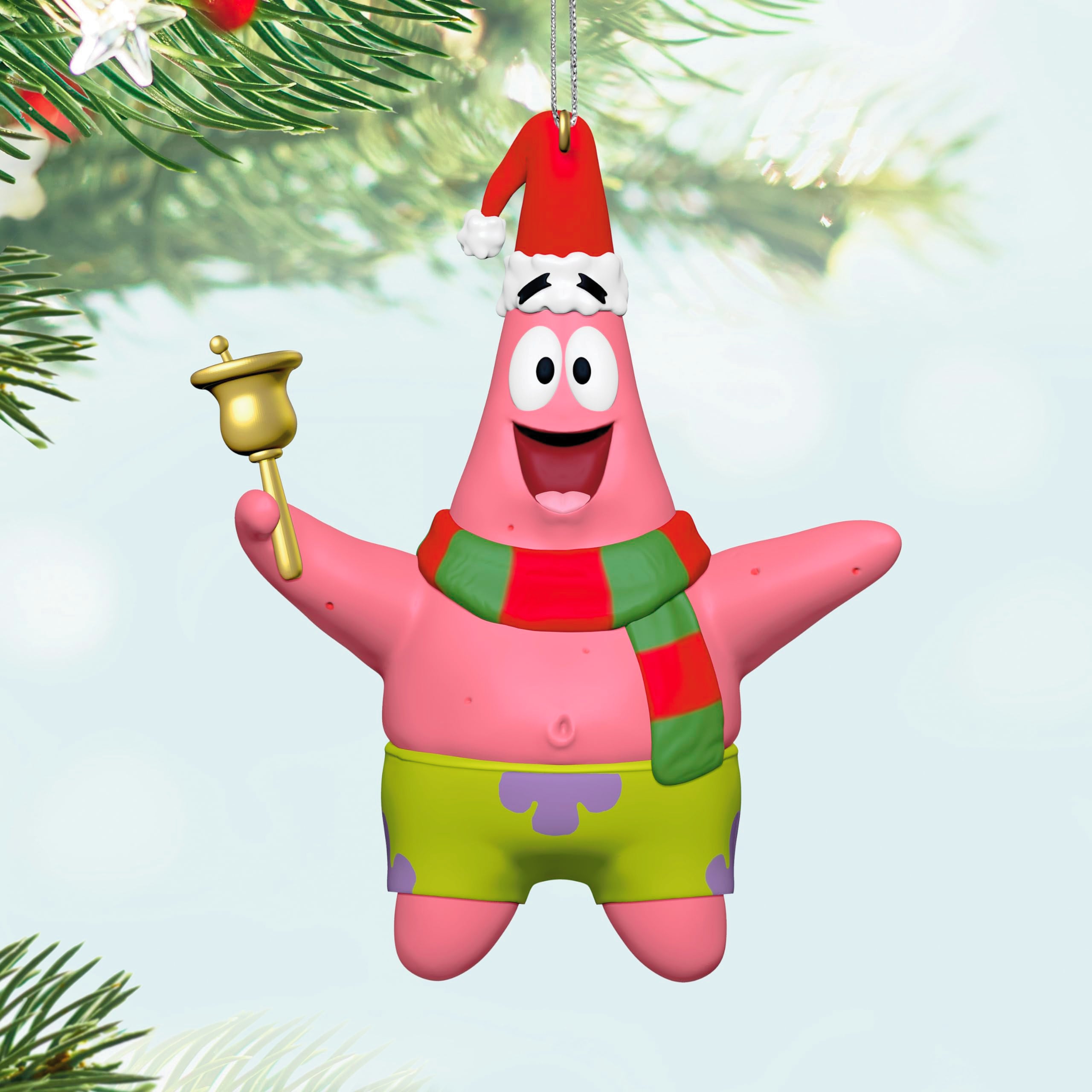 Hallmark Keepsake Christmas Ornament 2024, Nickelodeon SpongeBob SquarePants Patrick Rings in the Season, Cartoon Gifts