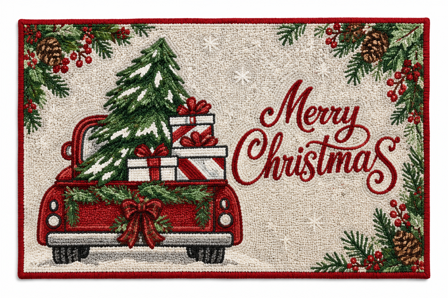 "Merry Christmas" Vintage Red Truck Nidico Tapestry Placemat