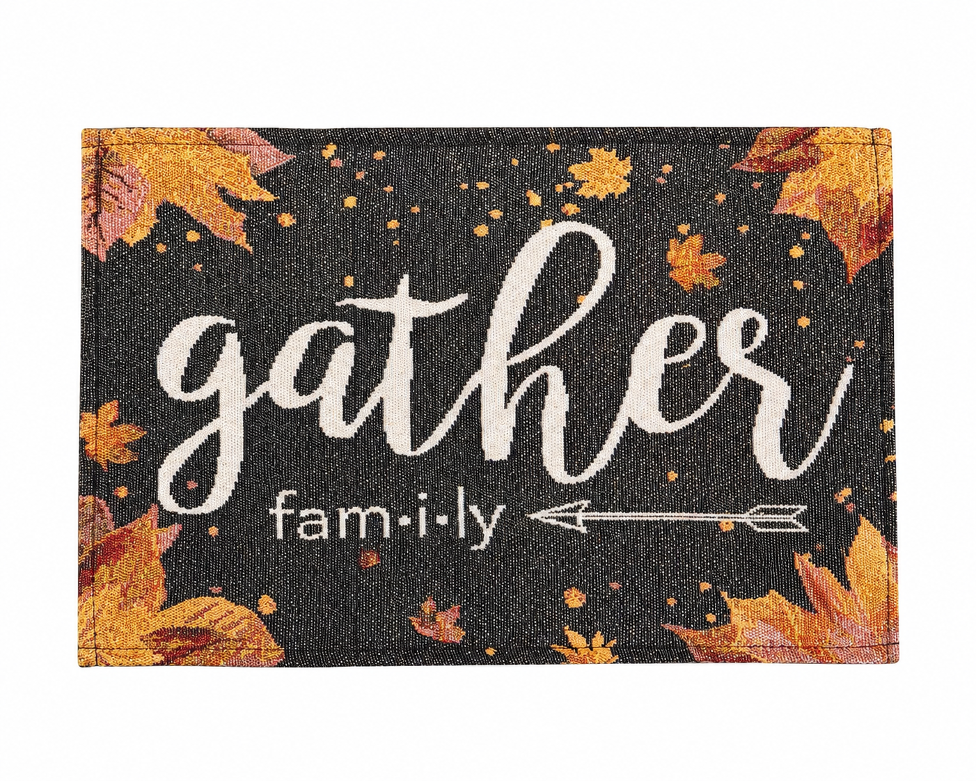 Nidico "Gather Family" Black Autumn Leaves Tapestry Placemat