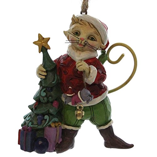 Jim Shore for Enesco Heartwood Creek Christmas Cat with Tree Ornament, 3.5-Inch